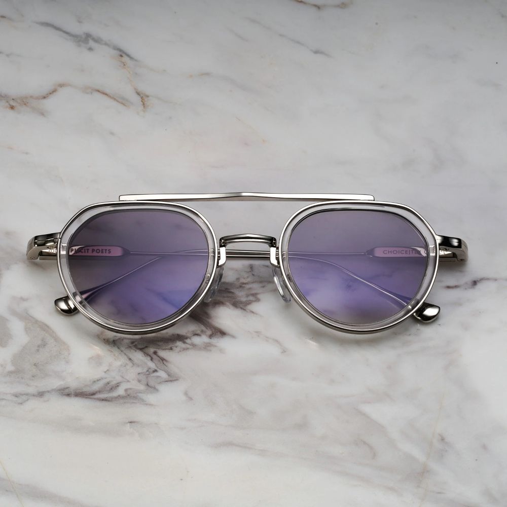 EXPLICIT POETS A20EP3-TEX SILVER&CLEAR with UV PROTECTION UNISEX GLASSES