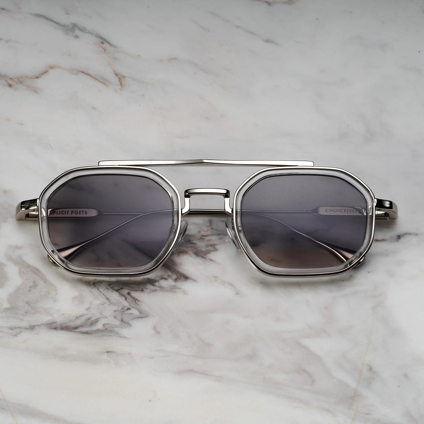 EXPLICIT POETS A21EP3-VEX SILVER&CLEAR with UV PROTECTION UNISEX GLASSES