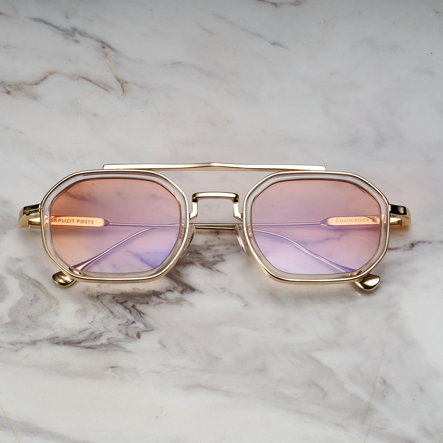 EXPLICIT POETS A21EP4-VEX GOLD&CLEAR with UV PROTECTION UNISEX GLASSES