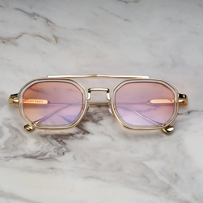 EXPLICIT POETS A21EP4-VEX GOLD&CLEAR with UV PROTECTION UNISEX GLASSES
