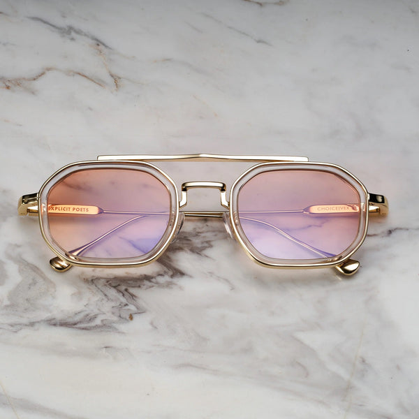 EXPLICIT POETS A21EP4-VEX GOLD&CLEAR with UV PROTECTION UNISEX GLASSES