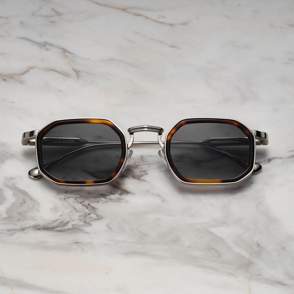 EXPLICIT POETS A8EP7-LEX SILVER&TORTOISE with UV PROTECTION UNISEX GLASSES