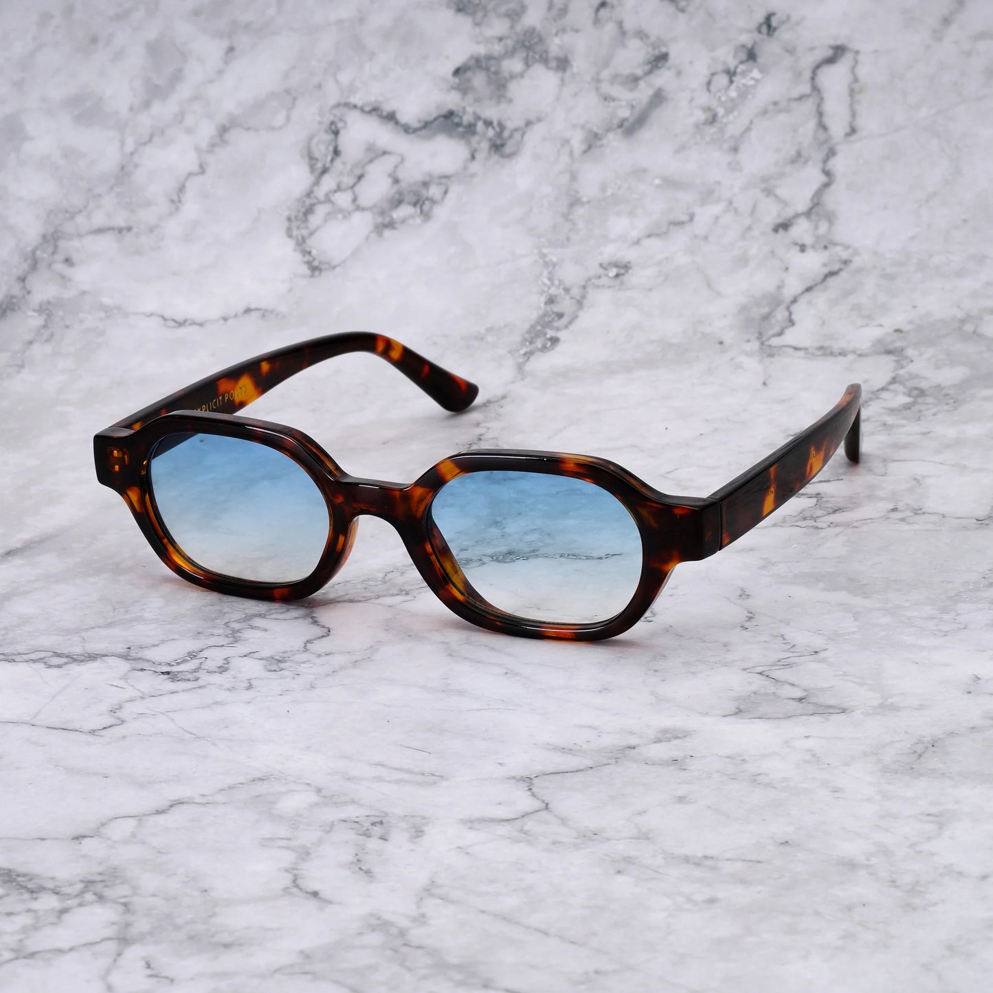 EXPLICIT POETS NICO TORTOISE-GRADIENT BLUE SUNGLASSES