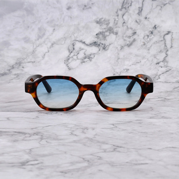 EXPLICIT POETS NICO TORTOISE-GRADIENT BLUE SUNGLASSES