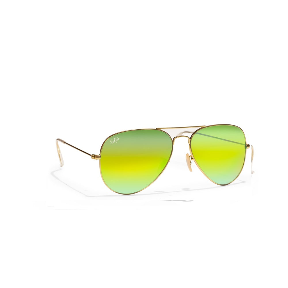 Selfie Aviator Yellow Gold  Frame with UV 400 Sunglasses, SE3025-014