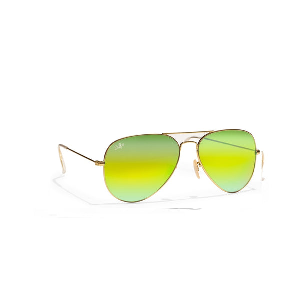 Selfie Aviator Yellow Gold  Frame with UV 400 Sunglasses, SE3025-014