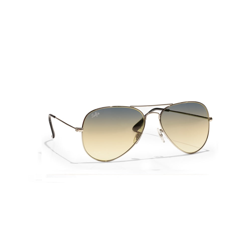 Selfie Aviator Blue Silver  Frame with UV 400 Sunglasses, SE3025-017