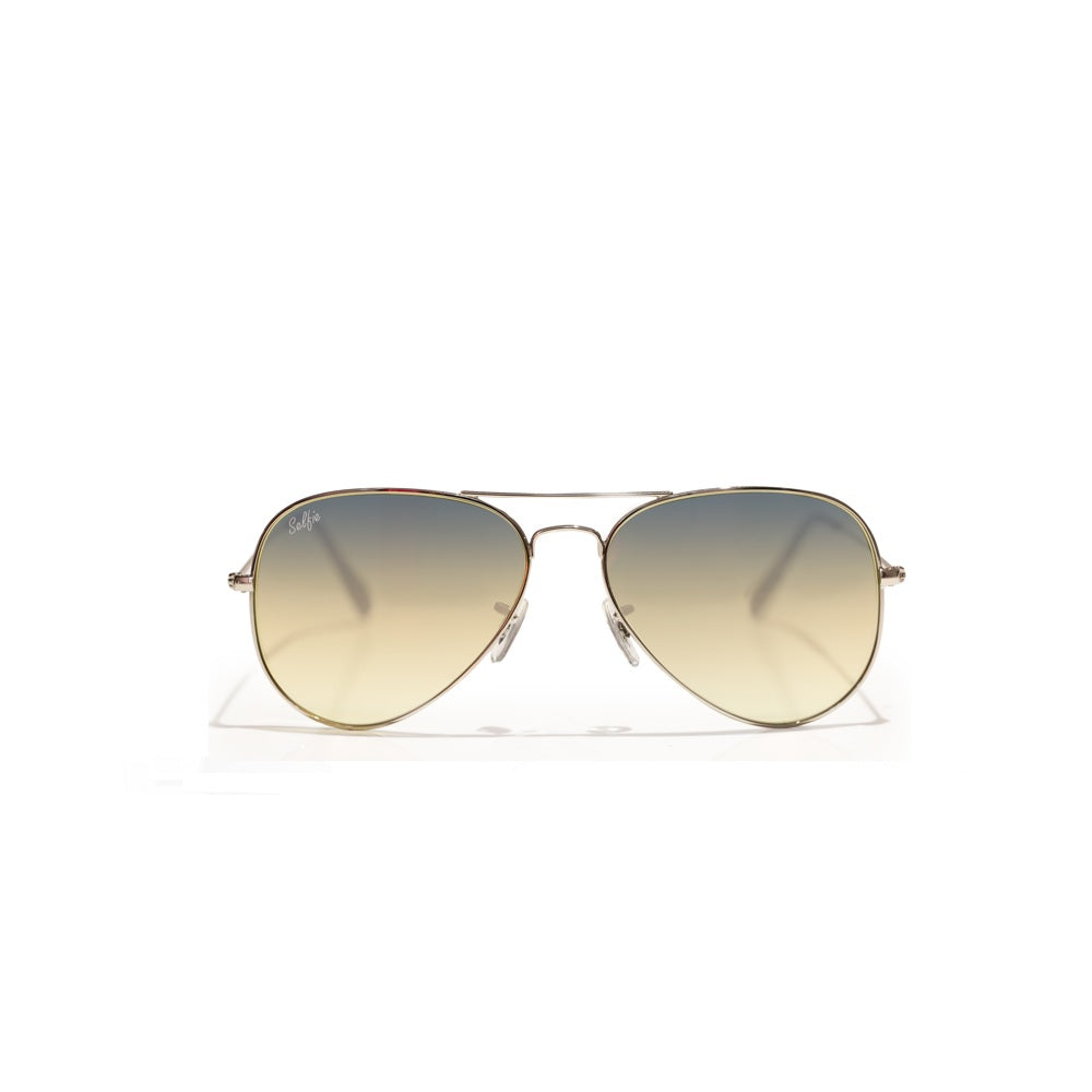 Selfie Aviator Blue Silver  Frame with UV 400 Sunglasses, SE3025-017