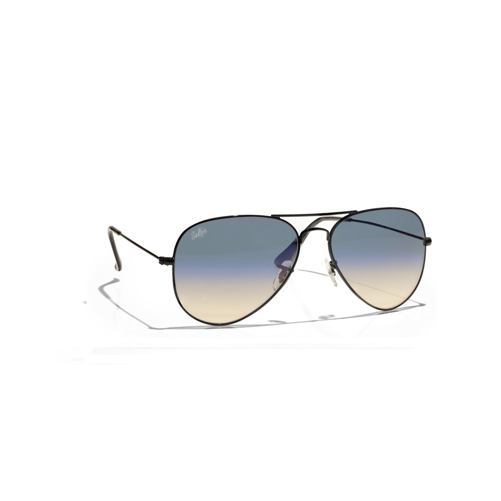 Selfie Aviator Blue Black  Frame with UV 400 Sunglasses, SE3025-018
