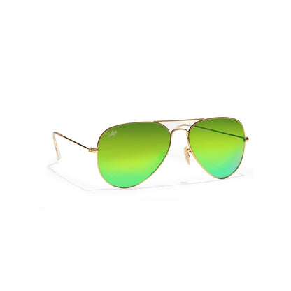Selfie Aviator Green Mirror Gold  Frame with UV 400 Sunglasses, SE3025-020