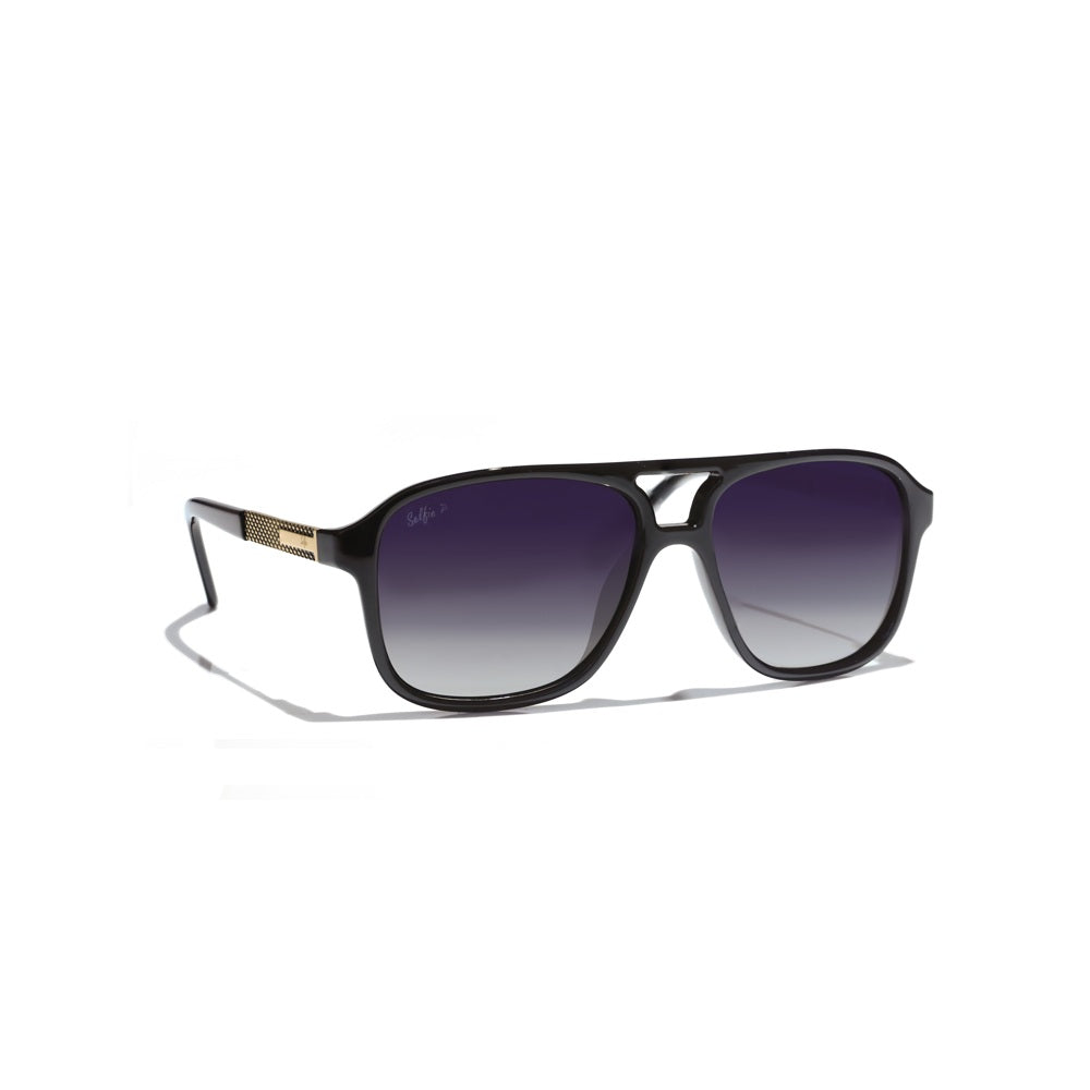 Selfie Polarized Black Lense Shiny Black Frame Sunglasses, SE8223-C1