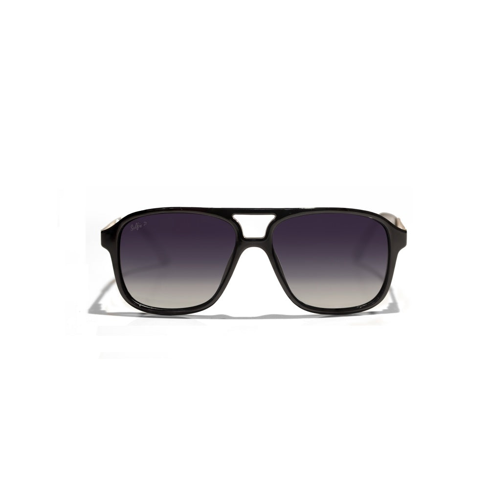 Selfie Polarized Black Lense Shiny Black Frame Sunglasses, SE8223-C1