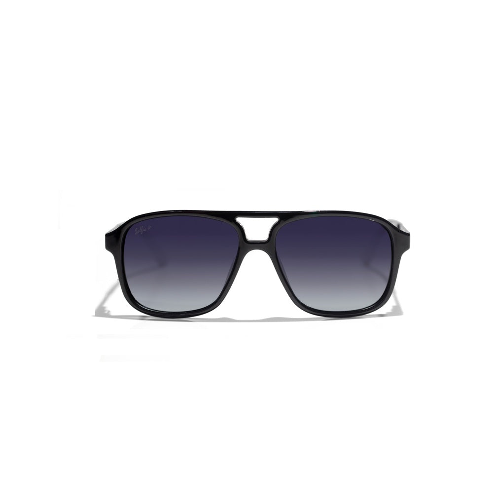 Selfie Polarized Black Lense Shiny Black Frame Sunglasses,