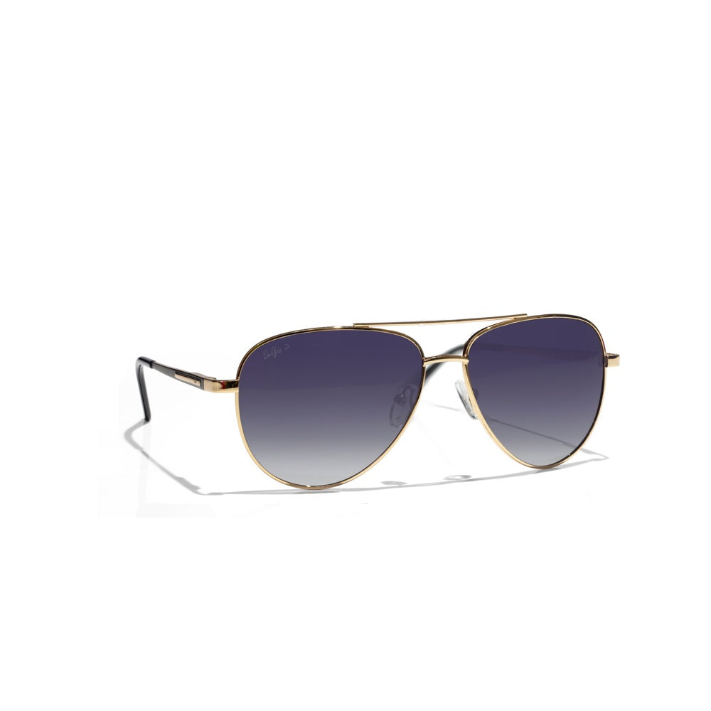 Selfie Polarized Blue Lense Gold  Frame Sunglasses