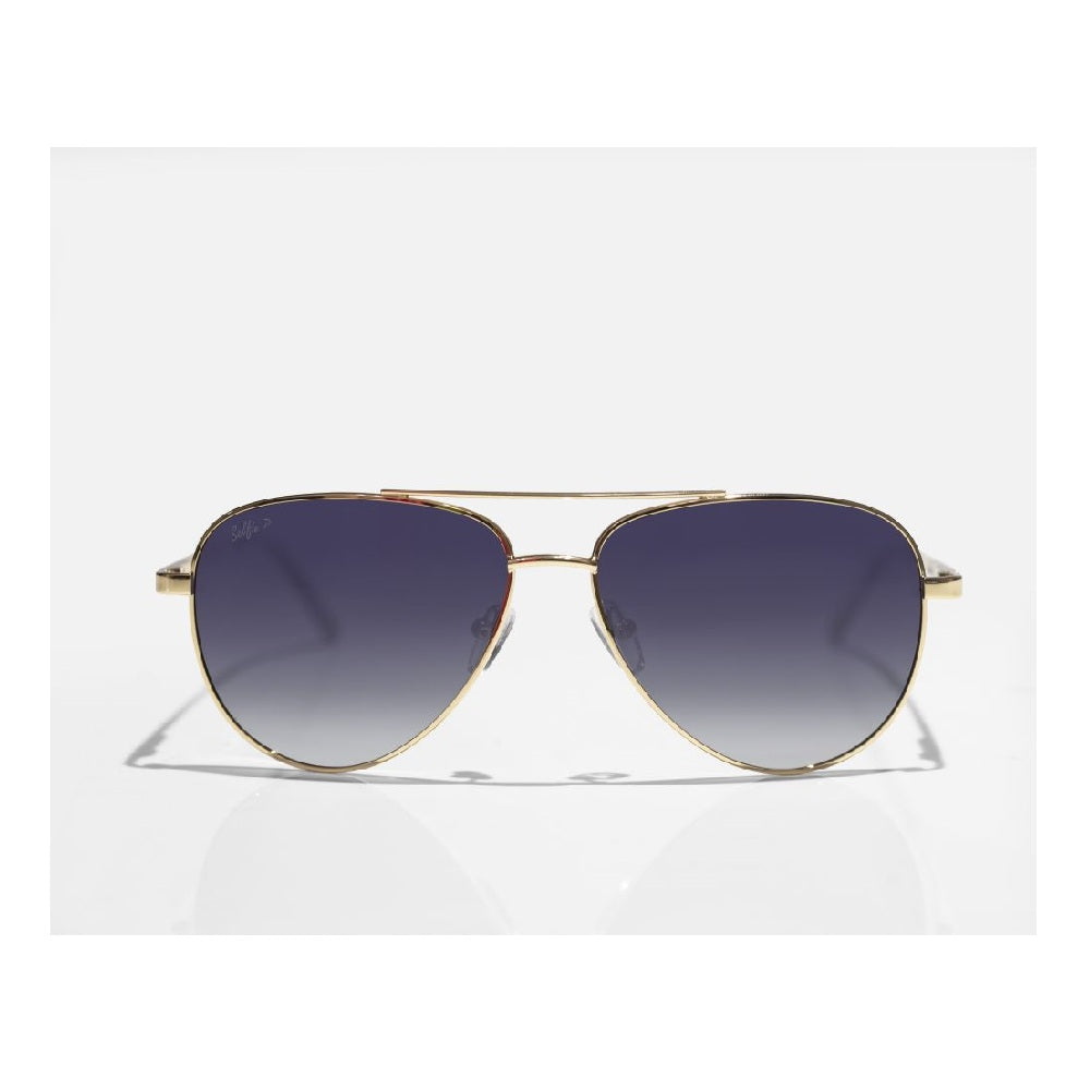 Selfie Polarized Blue Lense Gold  Frame Sunglasses